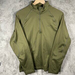 Champion Duofold Jacket Fleece Mens Medium Green Warm Control 1/4 Zip Logo